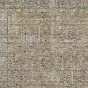 9' X 12' Tan Gray And Brown Oriental Washable Indoor Outdoor Area Rug