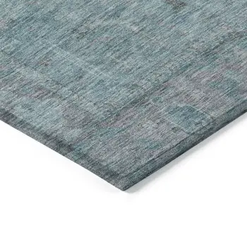 3' X 5' Teal Blue And Gray Oriental Washable Indoor Outdoor Area Rug