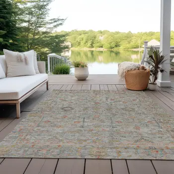 3' X 5' Taupe Terra Cotta And Tan Floral Washable Indoor Outdoor Area Rug