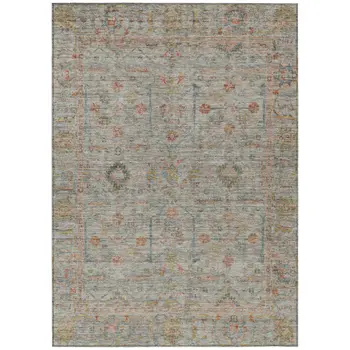 3' X 5' Taupe Terra Cotta And Tan Floral Washable Indoor Outdoor Area Rug