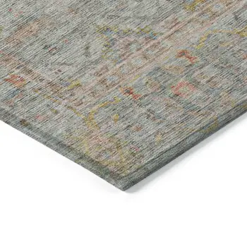 9' X 12' Taupe Terra Cotta And Tan Floral Washable Indoor Outdoor Area Rug