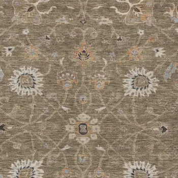 3' X 5' Brown Ivory And Coral Floral Washable Indoor Outdoor Area Rug