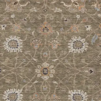 5' X 8' Brown Ivory And Coral Floral Washable Indoor Outdoor Area Rug