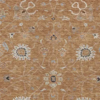 5' X 8' Copper Ivory And Black Floral Washable Indoor Outdoor Area Rug