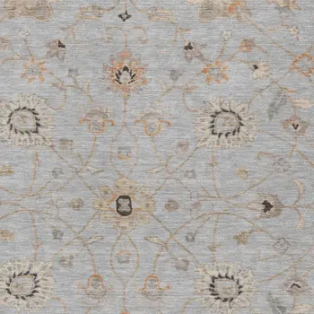 5' X 8' Gray Beige And Coral Floral Washable Indoor Outdoor Area Rug
