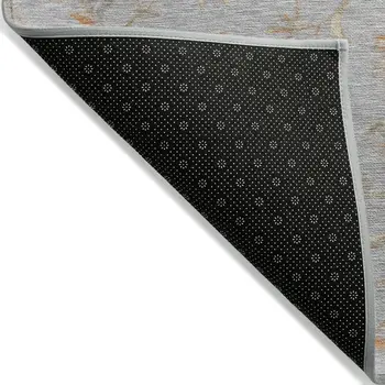 8' X 10' Gray Beige And Coral Floral Washable Indoor Outdoor Area Rug