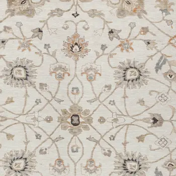 8' X 10' Ivory Brown And Coral Floral Washable Indoor Outdoor Area Rug
