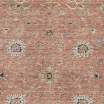 3' X 5' Pink Gray And Beige Floral Washable Indoor Outdoor Area Rug