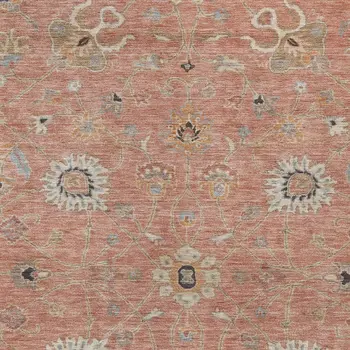 5' X 8' Pink Gray And Beige Floral Washable Indoor Outdoor Area Rug