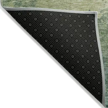 5' X 8' Green And Ivory Abstract Washable Indoor Outdoor Area Rug