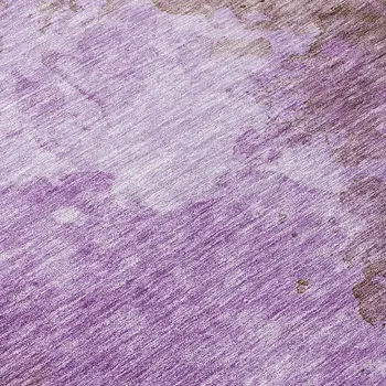 8' Lavender Brown And Ivory Round Abstract Washable Indoor Outdoor Area Rug