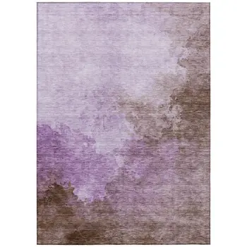 10' X 14' Lavender Brown And Ivory Abstract Washable Indoor Outdoor Area Rug