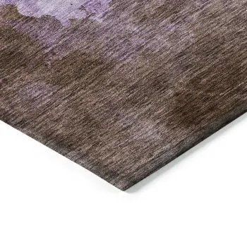10' X 14' Lavender Brown And Ivory Abstract Washable Indoor Outdoor Area Rug