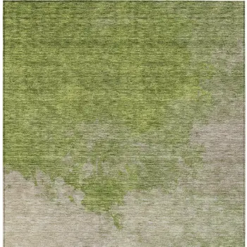 9' X 12' Olive Green And Beige Abstract Washable Indoor Outdoor Area Rug