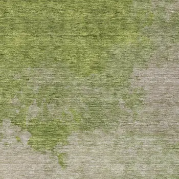 10' X 14' Olive Green And Beige Abstract Washable Indoor Outdoor Area Rug