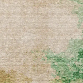 3' X 5' Peach And Green Abstract Washable Indoor Outdoor Area Rug