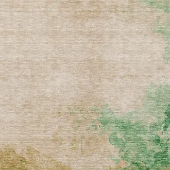 5' X 8' Peach And Green Abstract Washable Indoor Outdoor Area Rug