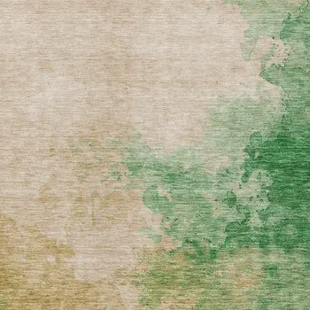8' X 10' Peach And Green Abstract Washable Indoor Outdoor Area Rug