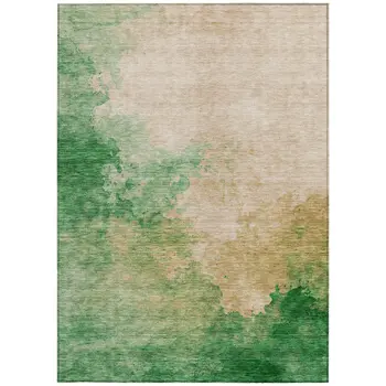 9' X 12' Peach And Green Abstract Washable Indoor Outdoor Area Rug