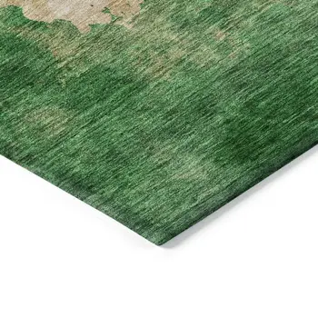 9' X 12' Peach And Green Abstract Washable Indoor Outdoor Area Rug