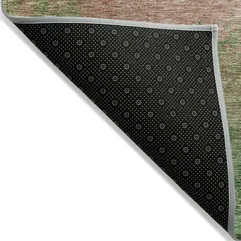 5' X 8' Pink And Green Abstract Washable Indoor Outdoor Area Rug