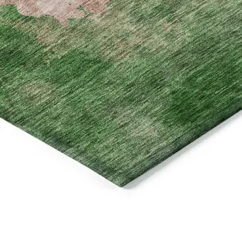 8' Pink And Green Round Abstract Washable Indoor Outdoor Area Rug