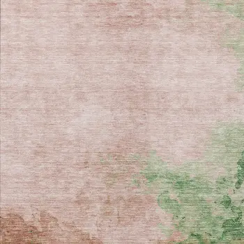10' X 14' Pink And Green Abstract Washable Indoor Outdoor Area Rug