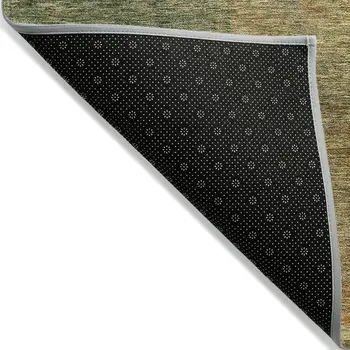 8' Terra Cotta Copper And Green Round Abstract Washable Indoor Outdoor Area Rug