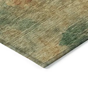 8' X 10' Terra Cotta Copper And Green Abstract Washable Indoor Outdoor Area Rug