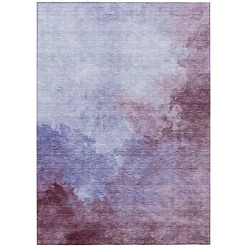 5' X 8' Purple And Lavender Abstract Washable Indoor Outdoor Area Rug