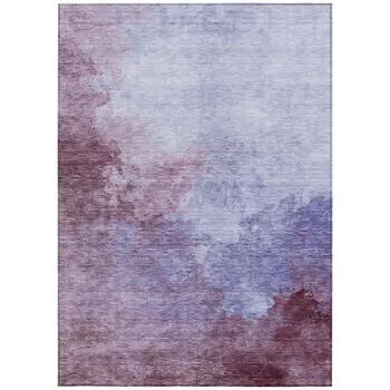 9' X 12' Purple And Lavender Abstract Washable Indoor Outdoor Area Rug