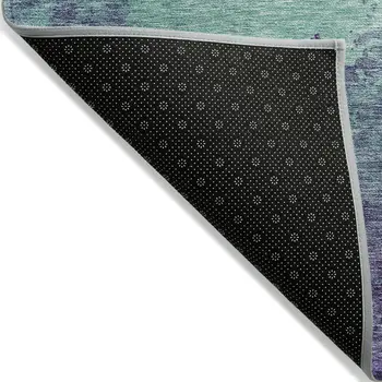 5' X 8' Blue And Purple Abstract Washable Indoor Outdoor Area Rug