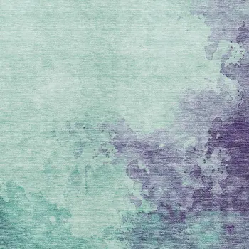 10' X 14' Blue And Purple Abstract Washable Indoor Outdoor Area Rug