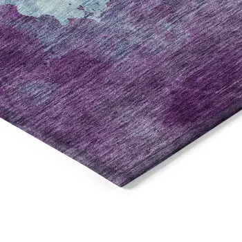 8' Sky Blue And Purple Round Abstract Washable Indoor Outdoor Area Rug