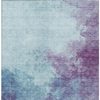 8' X 10' Sky Blue And Purple Abstract Washable Indoor Outdoor Area Rug
