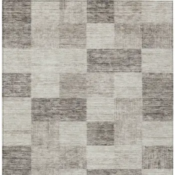 3' X 5' Beige And Gray Geometric Washable Indoor Outdoor Area Rug