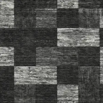 5' X 8' Black And Gray Geometric Washable Indoor Outdoor Area Rug