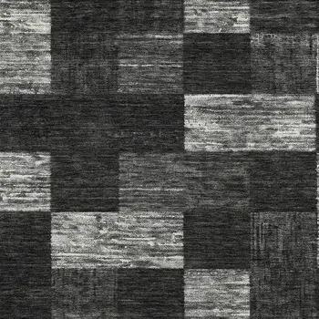 8' X 10' Black And Gray Geometric Washable Indoor Outdoor Area Rug