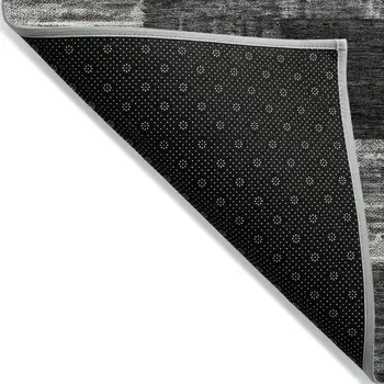 10' X 14' Black And Gray Geometric Washable Indoor Outdoor Area Rug