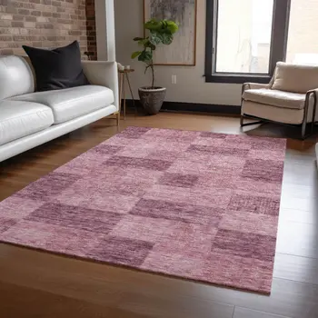 5' X 8' Blush And Pink Geometric Washable Indoor Outdoor Area Rug