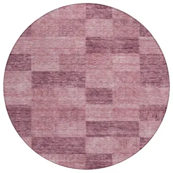 8' Blush And Pink Round Geometric Washable Indoor Outdoor Area Rug