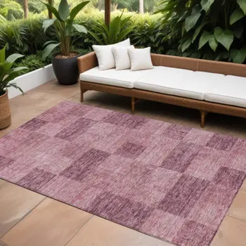 8' X 10' Blush And Pink Geometric Washable Indoor Outdoor Area Rug