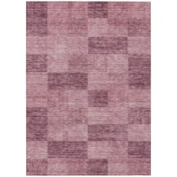 9' X 12' Blush And Pink Geometric Washable Indoor Outdoor Area Rug