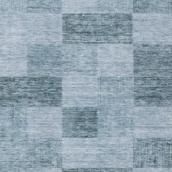 5' X 8' Denim Blue And Light Blue Geometric Washable Indoor Outdoor Area Rug