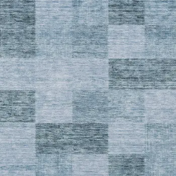8' X 10' Denim Blue And Light Blue Geometric Washable Indoor Outdoor Area Rug