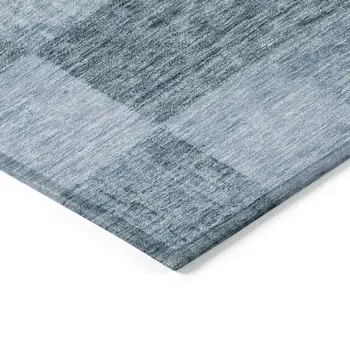 10' X 14' Denim Blue And Light Blue Geometric Washable Indoor Outdoor Area Rug