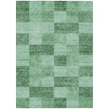3' X 5' Light Green And Dark Green Geometric Washable Indoor Outdoor Area Rug