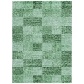 3' X 5' Light Green And Dark Green Geometric Washable Indoor Outdoor Area Rug