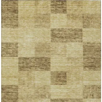 9' X 12' Gold And Brown Geometric Washable Indoor Outdoor Area Rug