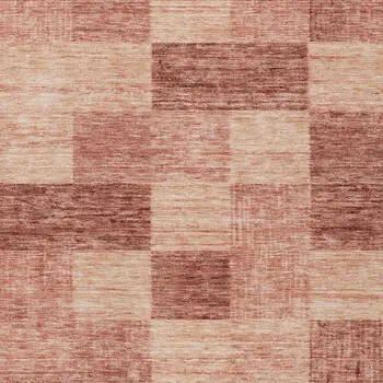 3' X 5' Terra Cotta And Pink Geometric Washable Indoor Outdoor Area Rug